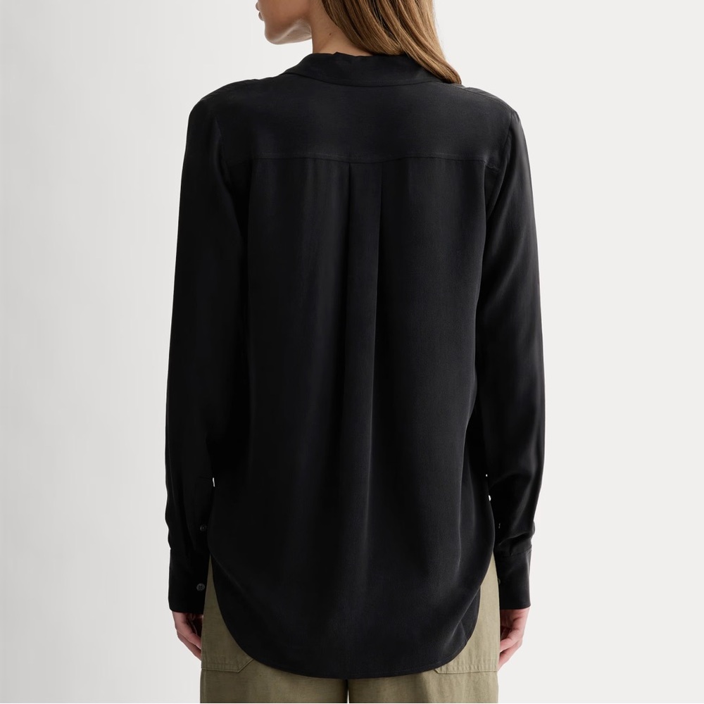 Everlane Black Button-Up 100% Silk Shirt - Size 2 - Picture 2 of 8